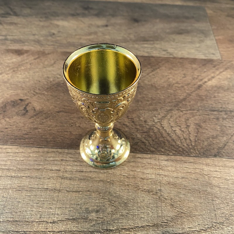 Gold Tone Metal Egg Cup or Cordial Cup Goblet 1.75"Dia x 3.25"H