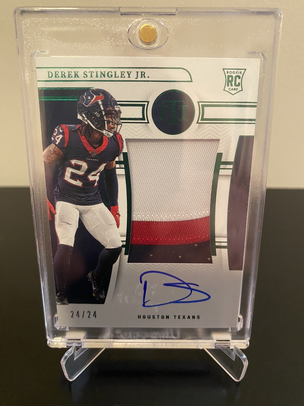 2022 National Treasures Derek Stingley Jr. Green 3 Clr Patch Auto #24/24 1/1