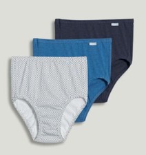 New Jockey Women's size 8 Underwear Elance Cotton Briefs Cut 3 Pack Blue Dots