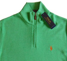 Men's POLO RALPH LAUREN Fresh Green Mock Zip Sweater S Small NWT NEW 145 Nice 