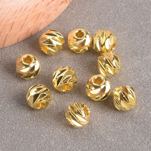 Round Carved 3mm 4mm 5mm 6mm 8mm Brass Metal Spacer Beads For Jewelry Making Lot - Picture 4 of 6