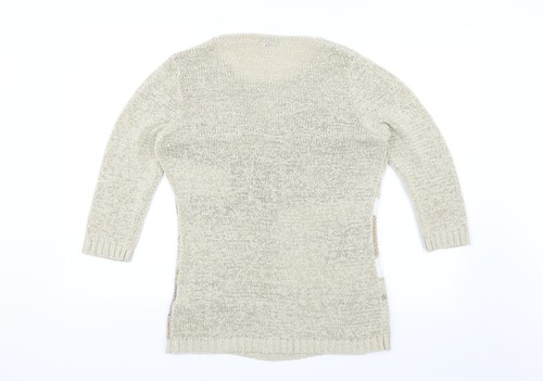 Maglione pullover acrilico da donna beige collo rotondo taglia M - Foto 2 di 12