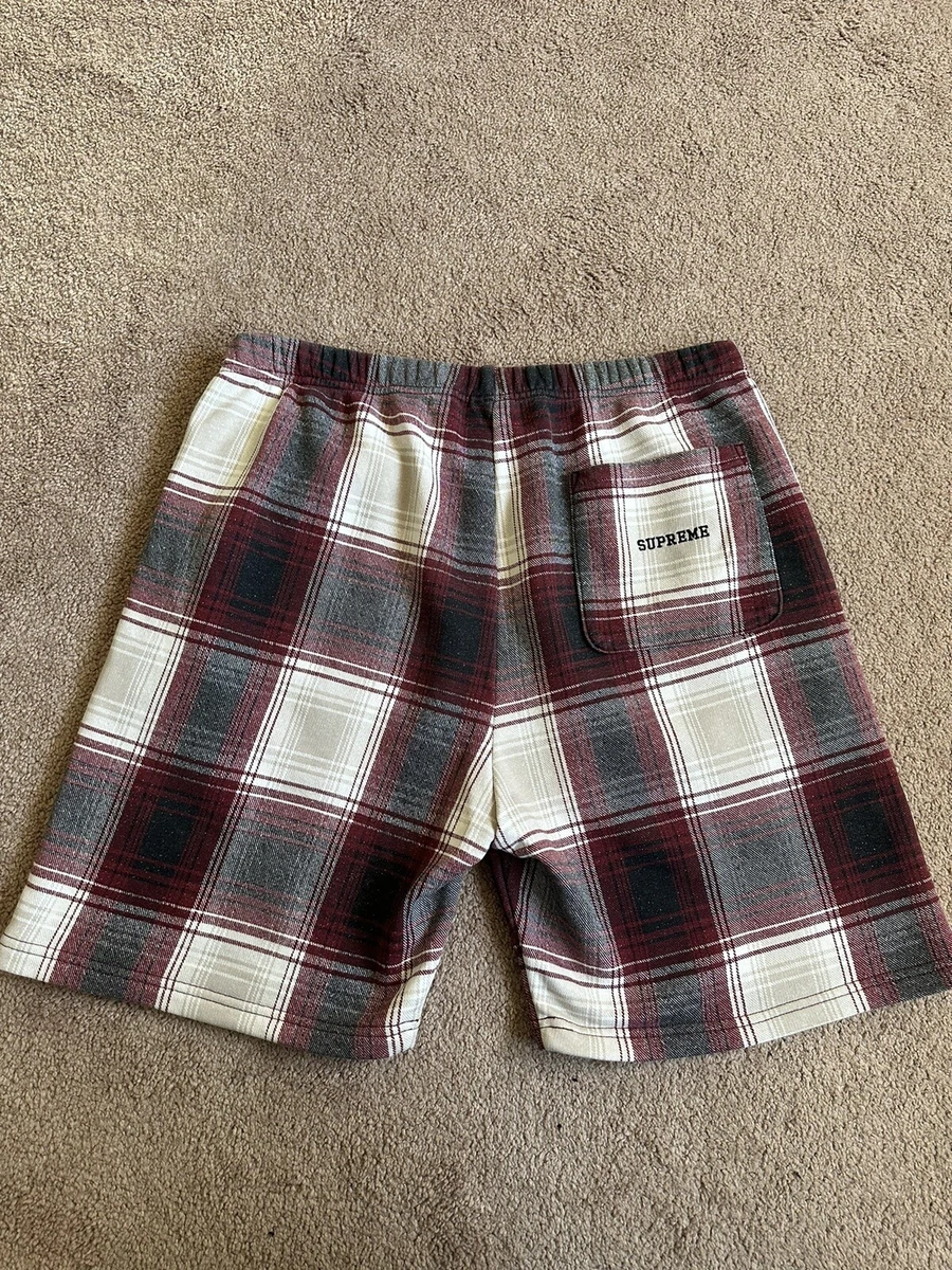 Nike Supreme Plaid Sweatshort AR5573 677 Burgundy S Small