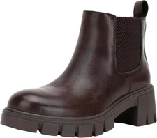 Vepose Women's 936 Chelsea Ankle Boots Platform Lug Sole Elastic Slip on Booties