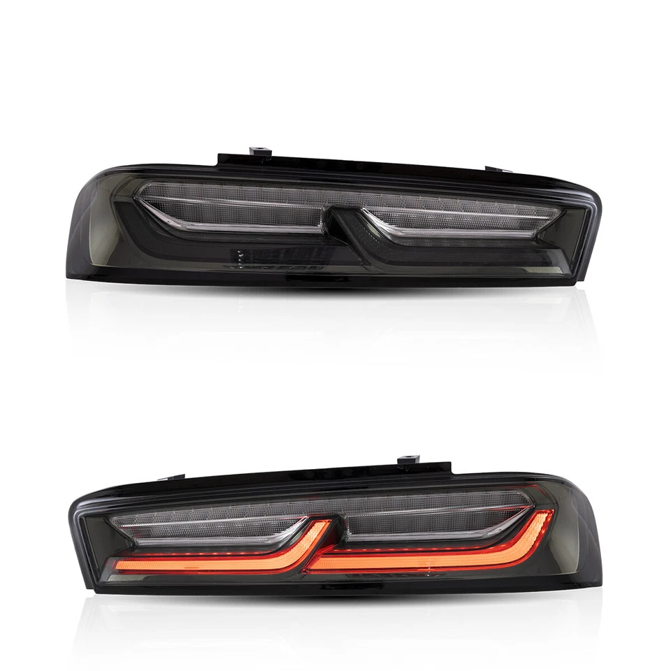 Pair LED Smoked Tail Lights For Chevy Camaro 2016-2018 w/Sequential Singal - Image 2 of 4