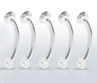 <!--F#f_0-->5 Clear Curved Eyebrow Retainer With O Ring 16g 8mm 16 gauge - retainers #E2<!--F/-->