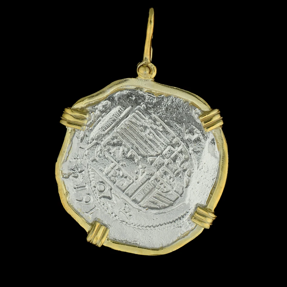 Joias do tesouro afundado Atocha - Grandes peças de 8 moedas de prata com pingente de data - Imagem 2 de 4