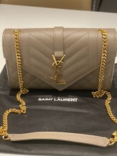 Saint Laurent Ysl Small Envelope Quilted Chain Shoulder Bag Beige