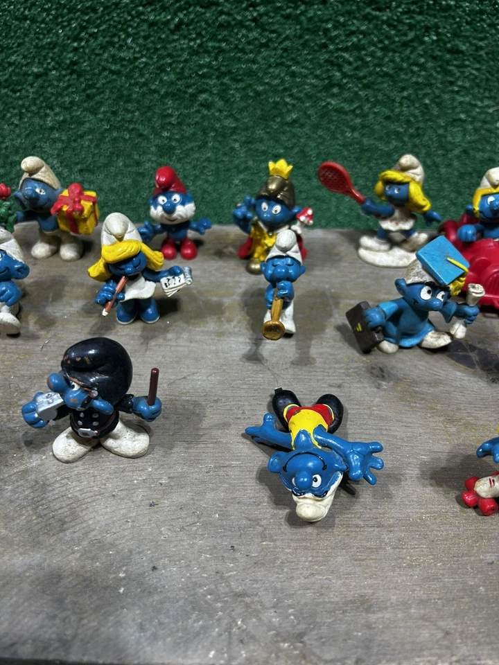 Lote de 14 figuras/juguetes pitufos de colección años 70 80 90 pitufo juguete lote como está Foto 3 de 4