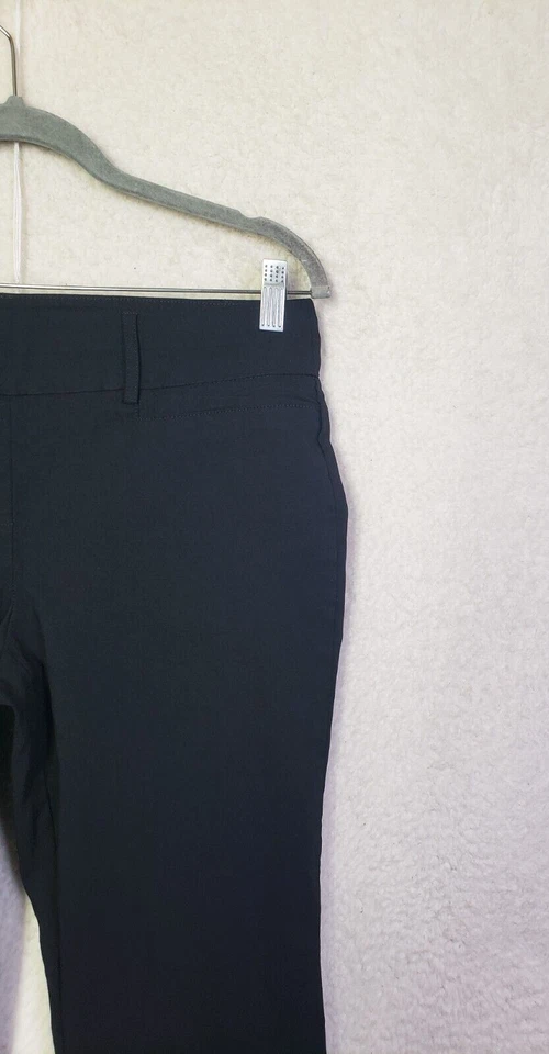 Pantalones de mujer Sagharbor 10 negros rayón B frente plano tiro medio pierna recta tobillo Foto 3 de 4