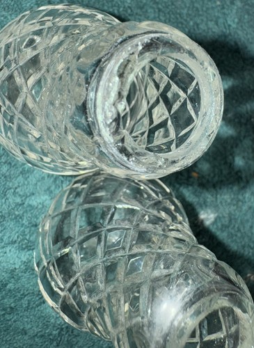 Two 2 Matching Antique Glass Crystal Chandelier Lamp Spacers, 3-½” - Picture 4 of 5