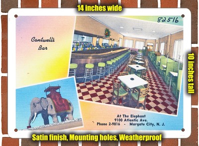 METAL SIGN - New Jersey Postcard - Cantwell's Bar, at the Elephant, 9100 Atlant