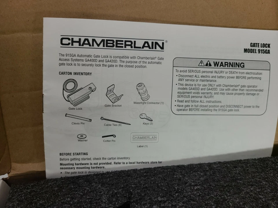 Chamberlain 915GA Automatic Gate Lock - Compatible with GA400D & GA420D - Image 4 of 4