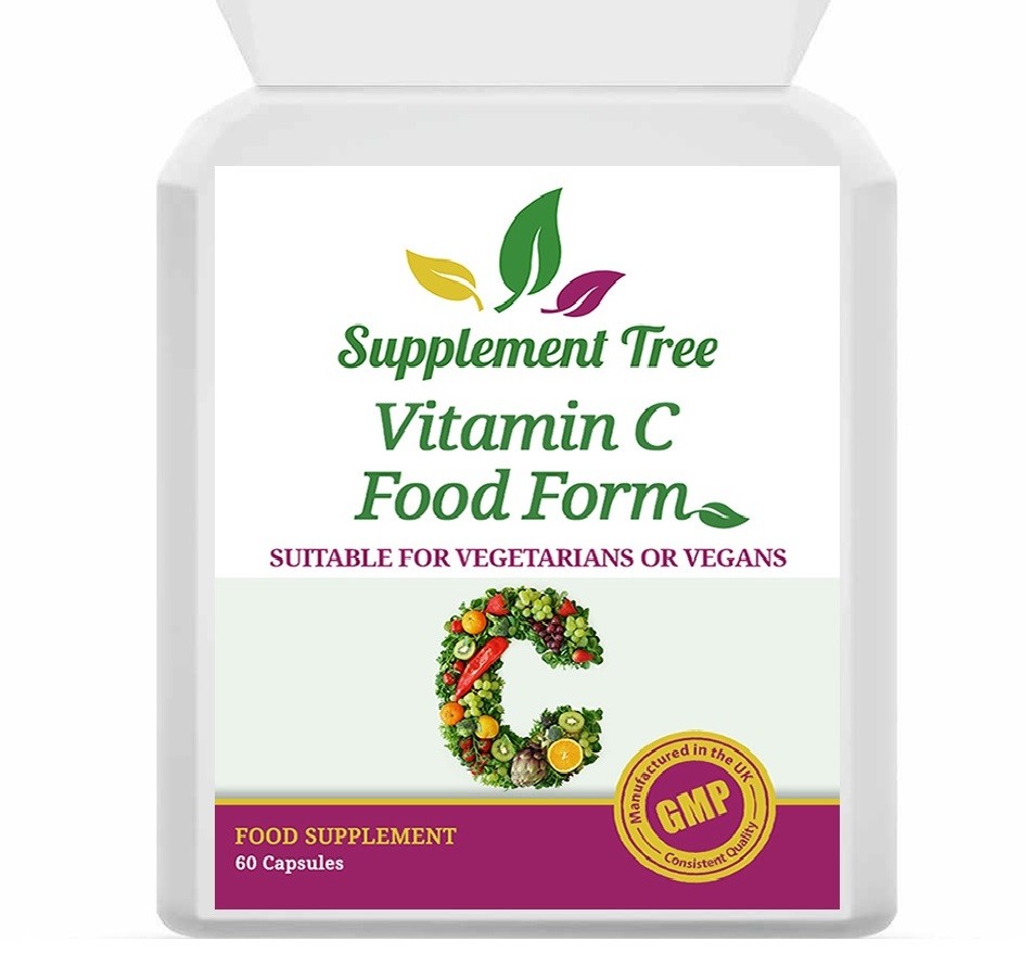 Vitamin C 60 Capsules Natural High Absorption Food Form; Acerola Cherry, Rosehip