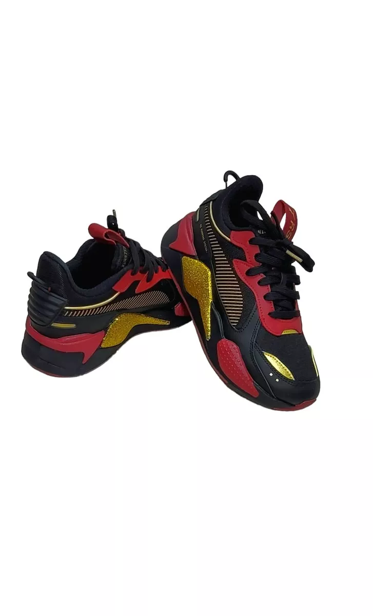 Women PUMA RS-X running system SIZE 8½ BLACK/RED/GOLD New without Box