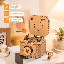 ROKR Password Box Model Kits 3D Wooden Puzzle DIY Brain Teaser Project Xmas Gift