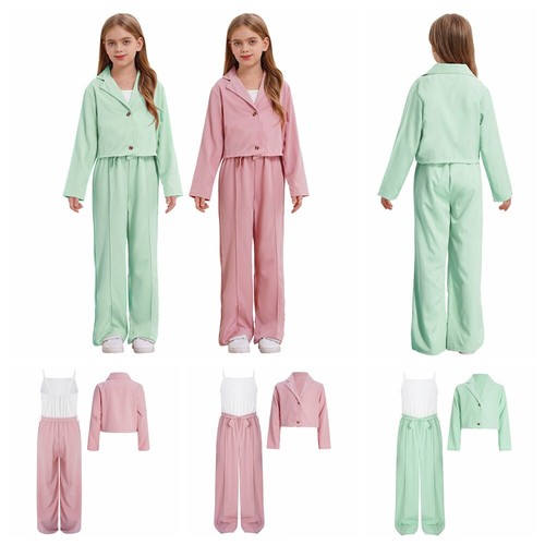 Kids Girls Sweatsuit Fashion Tracksuit Travel Jumpsuit Outdoor Top And Rompers - Picture 4 of 33