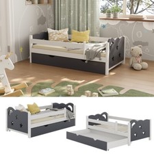 Kinderbett Einzelbett Juniorbett Jessica Weiß Grau 140x70 cm modern VitaliSpa
