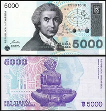 Croatia 5000 Dinars 1992, UNC, P-24