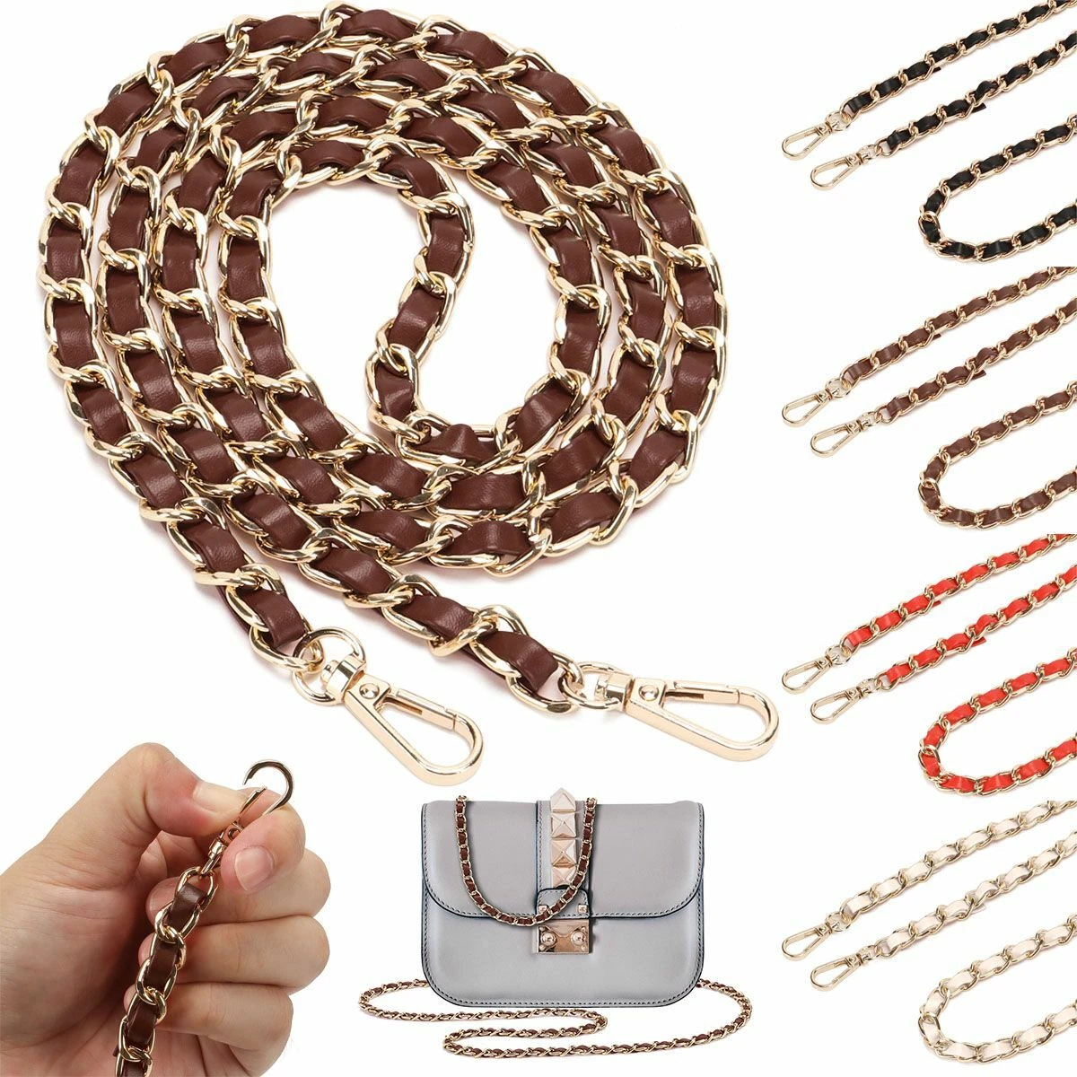 Replacement Metal Leather Chain Purse Strap Shoulder Crossbody For Handbag  Bag