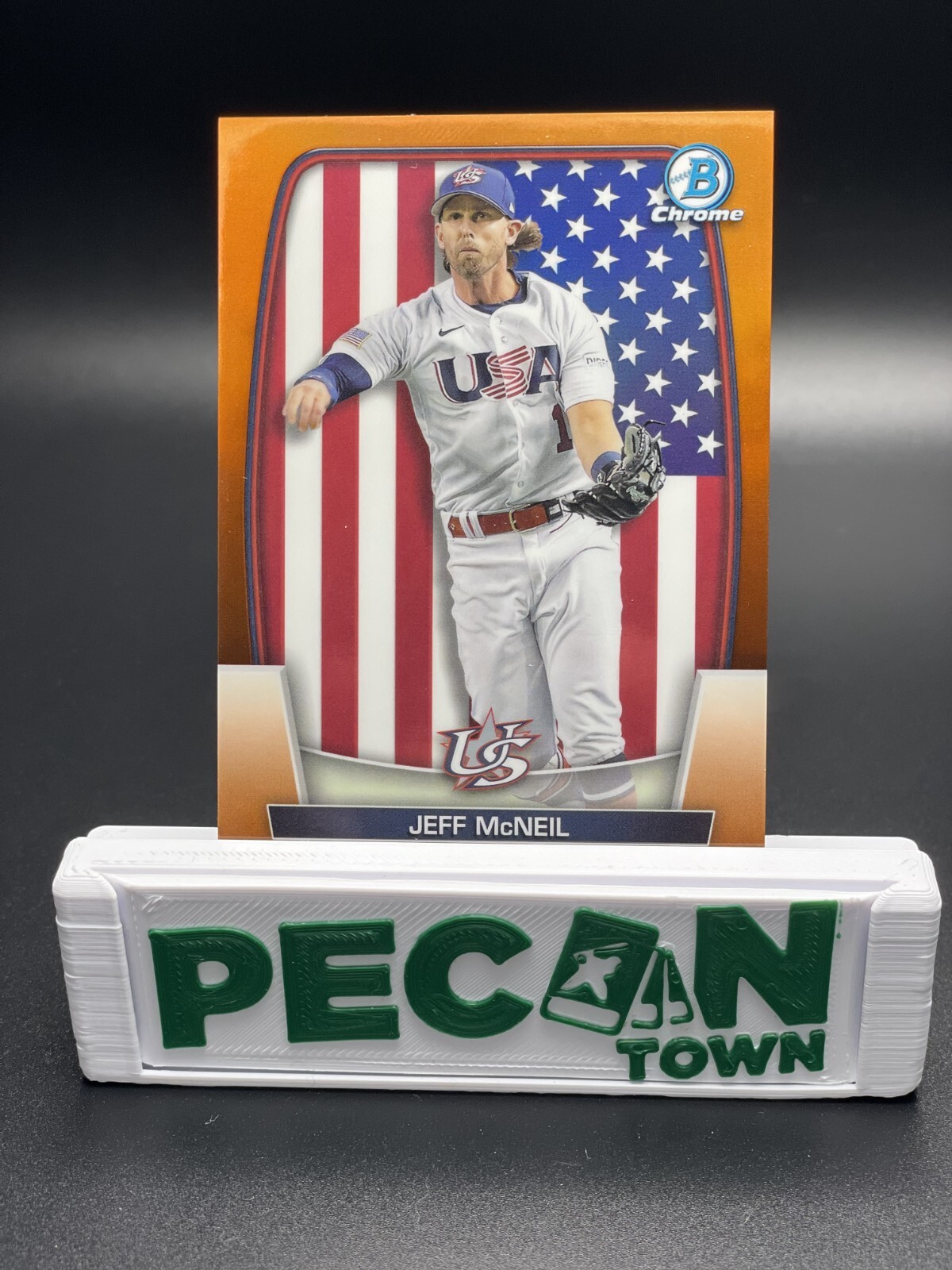 2023 Bowman Chrome Jeff McNeil United States WBC Orange Refractor /25 SP Mets