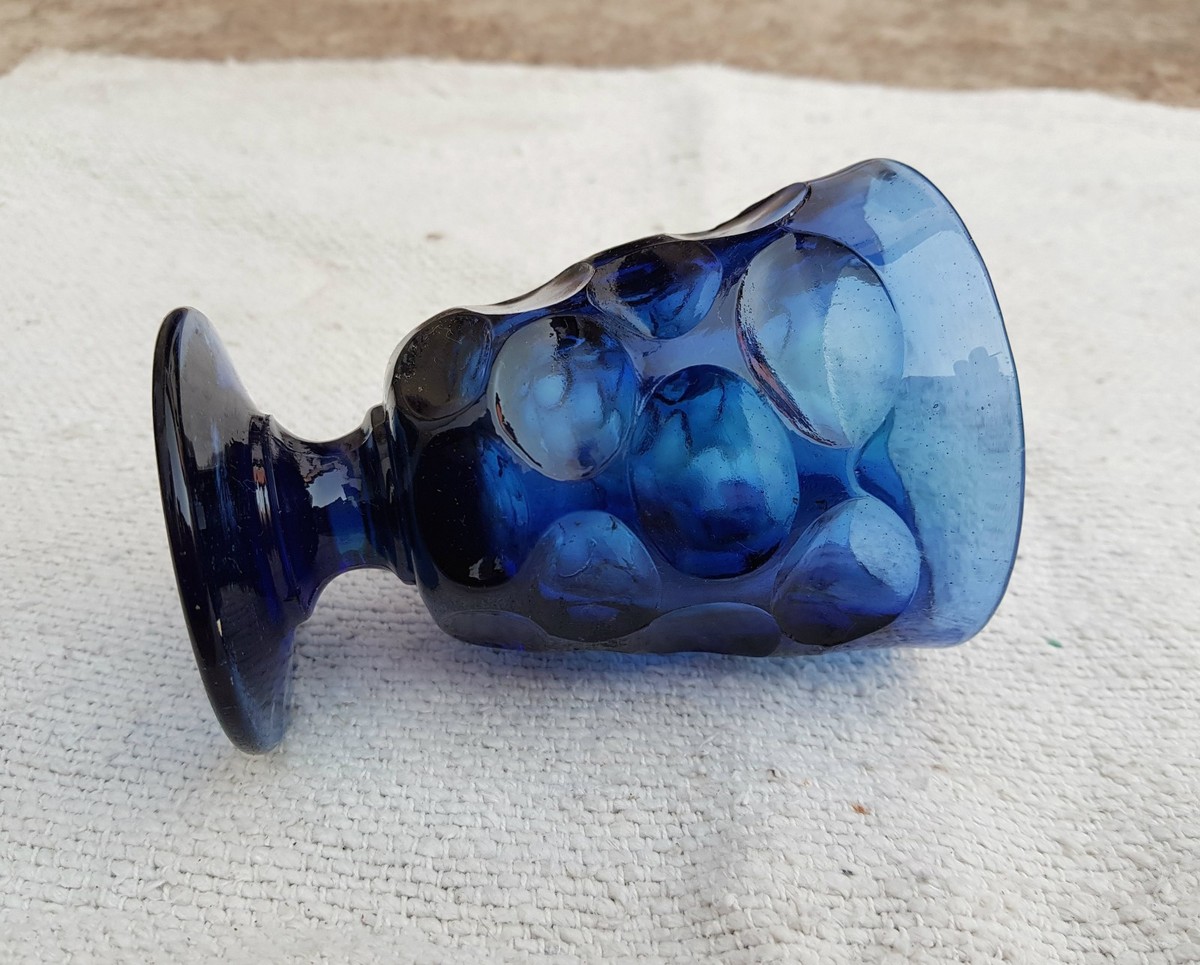 1920s Vintage Cobalt Blue Glass Tumbler Very Unique Design Belgium