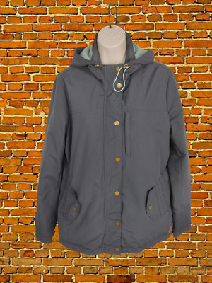 FATFACE GRAUER MANTEL GRÖSSE UK 12 DAMEN WATTIERT KAPUZE FLEECE GEFÜTTERT REISSVERSCHLUSS JACKE 