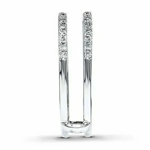 2Ct Round Cut Lab Created Diamond Enhancer Guard Wrap Ring 14K White Gold Plated - Bild 2 von 3