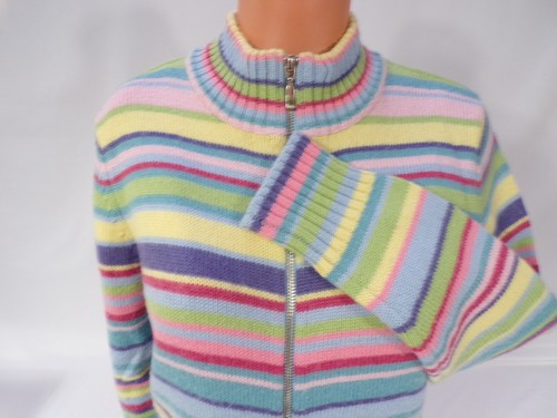 Vintage Field Gear Cardigan Sweater & Matching Scarf Women Small Pastels Zip B25 - Picture 4 of 11