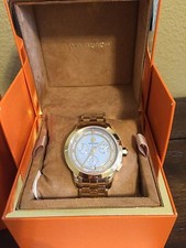 Tory Burch Women Authentic Watch Gold Tone Chronograph 37 mm Swiss Made TRB1021