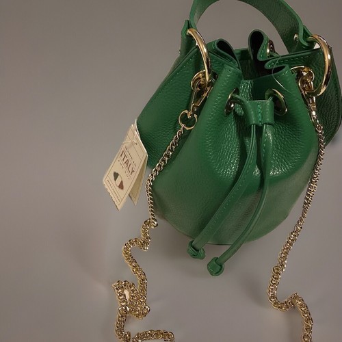 Bolso de mano Anna Paola de cuero italiano verde - Imagen 2 de 7