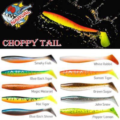 Narval Choppy Tail Gummifisch 10cm Shad Barsch Zander Farbe Zur Auswahl   