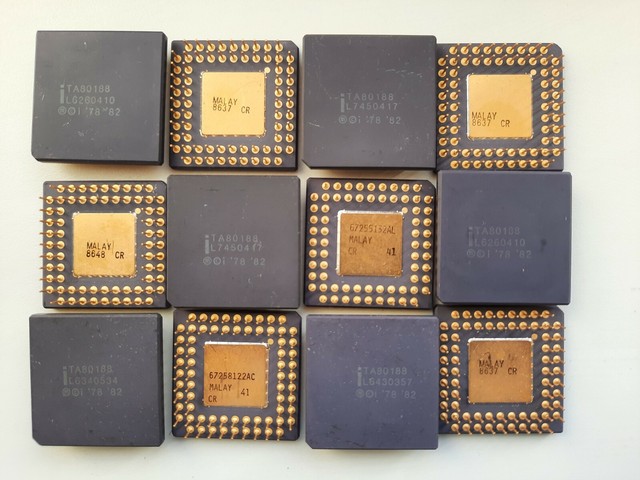 Intel TA80188 80188 80186 16bit 8MHz rare extended temp Vintage CPU GOLD QTY:1 Intel TA80188 80188 80186 16bit 8MHz rare extended temp Vintage CPU GOLD QTY:1