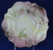 Vintage RS GERMANY Bone China Pink/white FLOWERS 9 3/8" diameter Round Bowl