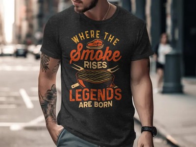 Gildan Tee BBQ Grilling Where The Smoke Rises Father Gift Idea Funny