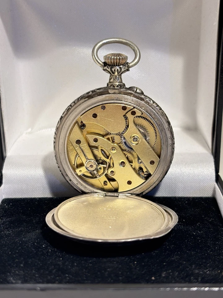 Antiguo Reloj Bolsillo Lucha 12/24hr Art Deco Sub Segundos Cara Abierta Funcionando Foto 2 de 4