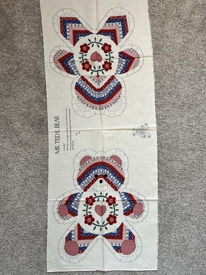 Mr. Ted E. Bear Patriotic Patchwork Craft Panel Wamsutta Soft Sculpture 16 Inch