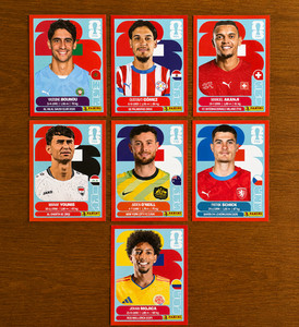 Panini FIFA World Cup 2026 Sticker Lot of 7 – ALL RED - Akanji, Schick, etc.
