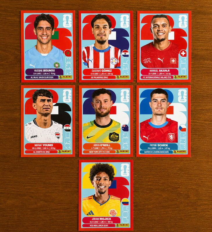 Panini FIFA World Cup 2026 Sticker Lot of 7 – ALL RED - Akanji, Schick, etc.