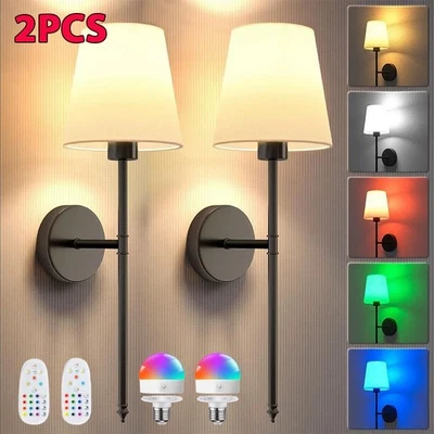 2x Battery Operated Wall Lights,Wireless Wall Sconces RGB Dimmable LED Wall Lamp - Image 1 of 4
