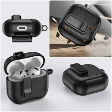 For Airpods 5th/4th Gen/Pro 3/2 1/2 Shockproof Leather Case with Keychain Stand