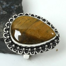 Tiger Eye Gemstone Handmade Ring Jewelry Gift For Anniversary US Size-8 AR 17111