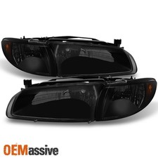Fit 97-03 Pontiac Grand Prix Black Smoke Headlights Headlamps Replacement
