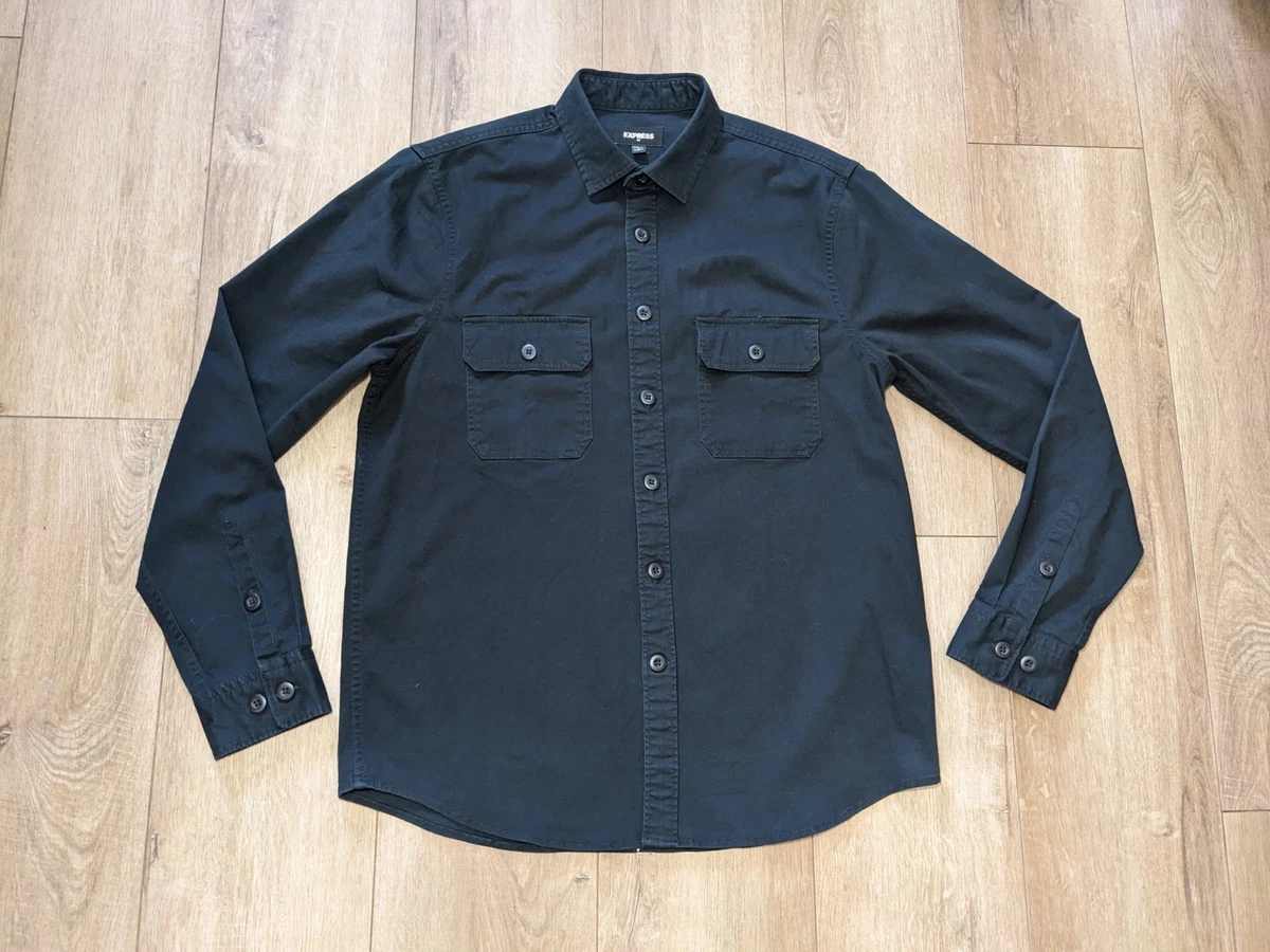 express black dress shirt NEW EXPRESS $78 SOLID BLACK EXTRA SLIM STRETCH MODERN 1MX DRESS SHIRT SZ XL