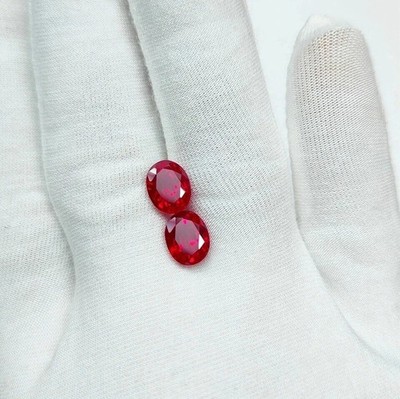 20 Ct Natural Burmese Red Ruby Oval Cut Pair AGL Certified Faceted Gemstone