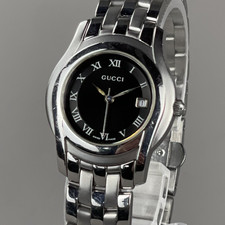 GUCCI 5500L Vintage Ladies Watch 27mm Quartz Black Dial 0161754 Cal.956.112