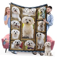 Blanket, Fleece Throw Blanket for Couch Bed, Soft Cozy 50 x 60in Maltese Dog