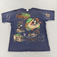 Vintage Looney Tunes Taz Shirt Mens Large all over print Hot Tempered Cartoon