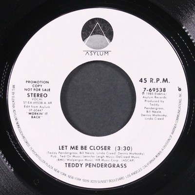 TEDDY PENDERGRASS: let me be closer ASYLUM 7'' Single 45 RPM