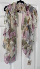 NWT ~ Coldwater Creek ~ Women's ~ Pretty Floral Watercolor Scarf ~ One Size